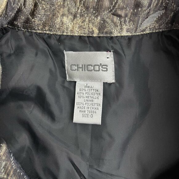 Chico’s Tapestry Style Metallic Jacket Size Small/4 (Chico 0) - Picture 6 of 6